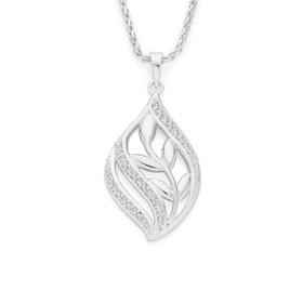 Silver+Fern+In+CZ+Wave+Leaf+Pendant