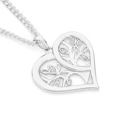 Silver-CZ-Tree-In-Heart-Loop-Pendant on sale