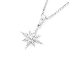 Silver+CZ+Magical+Star+Pendant