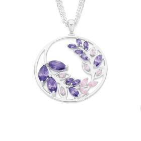 Silver+Pink+%26amp%3B+Violet+CZ+Leaves+Circle+Pendant