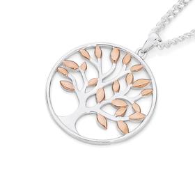 Silver-Rose-Plate-Tree-Of-Life-Circle-Pendant on sale