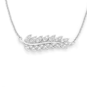 Silver+CZ+Marquise+Fern+Necklet