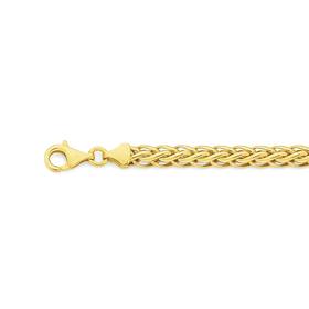 9ct+Gold+19cm+Flat+Wheat+Bracelet