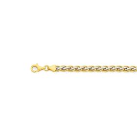 9ct+Gold+Two+Tone+19cm+Flat+Wheat+Bracelet