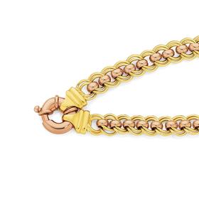 9ct-Yellow-Rose-Gold-19cm-Double-Rollo-Bolt-Ring-Bracelet on sale