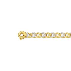 9ct-Gold-19cm-Solid-CZ-Interlock-Bolt-Ring-Bracelet on sale