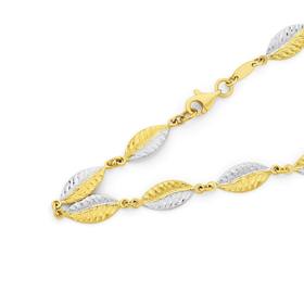 9ct-Gold-Two-Tone-19cm-Multi-Leaf-Bracelet on sale