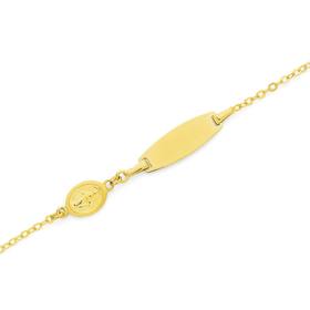 9ct-Gold-14cm-Oval-ID-Mary-Medal-Cable-Bracelet on sale