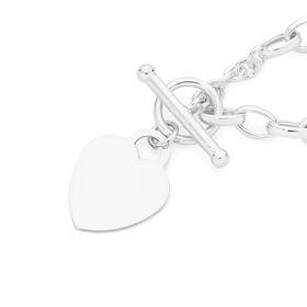 Silver-20cm-31-Figaro-Heart-Fob-Bracelet on sale