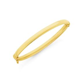 9ct+Gold+4x45mm+Half+Round+Oval+Hinged+Child%27s+Bangle