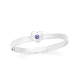 Silver+Violet+CZ+Heart+Adjustable+Bangle