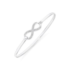 Silver+Pave+Cubic+Zirconia+Infinity+Hook+Top+Bangle