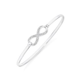 Silver-Pave-Cubic-Zirconia-Infinity-Hook-Top-Bangle on sale