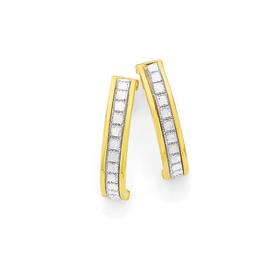 9ct-Gold-Glitter-Pave-Half-Hoop-Stud-Earrings on sale