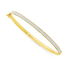 9ct-Gold-65mm-Stardust-Glitter-Oval-Bangle on sale