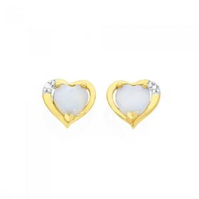 9ct+Gold+Opal+%26amp%3B+Diamond+Heart+Stud+Earrings