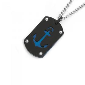 Steel-Blue-Plate-Anchor-Dog-Tag-Pendant on sale