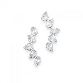 Silver-5-Pear-Cubic-Zirconia-Ear-Curve-Earrings on sale