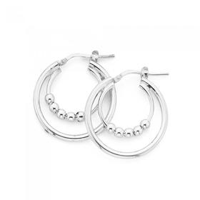 Silver-Double-Hoop-With-5-Balls-Earrings on sale