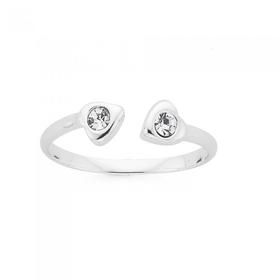 Sterling+Silver+Crystal+Heart+Toe+Ring