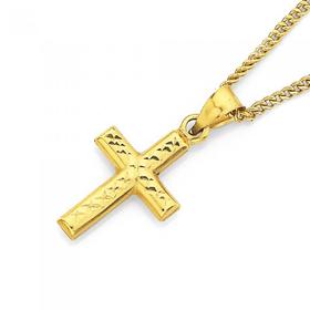 9ct-Gold-15mm-Diamond-Cut-Cross-Pendant on sale