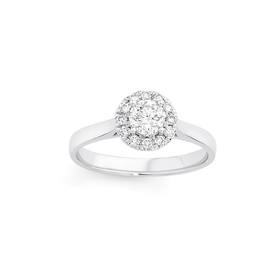 18ct-White-Gold-Diamond-Halo-Style-Ring on sale