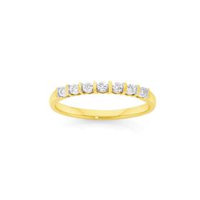 9ct+Gold+Diamond+Round+Brilliant+Cut+Bar+Set+Band