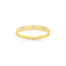 9ct+Gold+Diamond+Three+Stone+Band