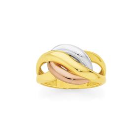 9ct-Gold-Tri-Tone-Knotted-Ring on sale