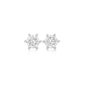 9ct+Gold+Diamond+Round+Stud+Earrings