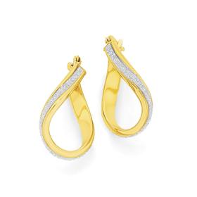 9ct-Gold-Stardust-Glitter-Oval-Wave-Hoop-Earrings on sale