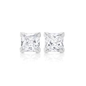 9ct-White-Gold-Cubic-Zirconia-Princess-Cut-Stud-Earrings on sale