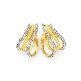 9ct-Gold-Crystal-Triple-Swirl-Open-Hoop-Earrings on sale