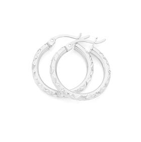 Silver+15mm+Diamond+Cut+Hoop+Earrings