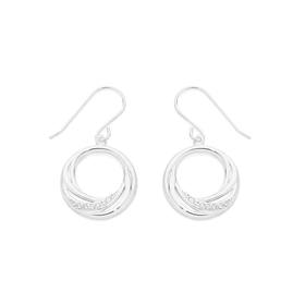 Silver-CZ-Waves-Open-Circle-Drop-Earrings on sale