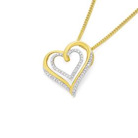 9ct+Gold+Diamond+Heart+Pendant