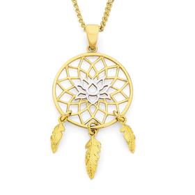 9ct+Gold+Two+Tone+Lotus+Dream+Catcher+Pendant