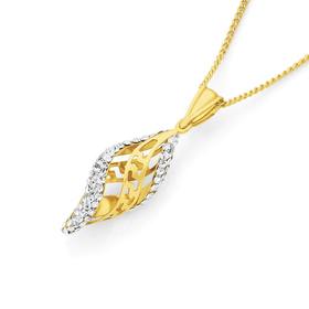 9ct+Gold+Crystal+Open+Twist+Pendant