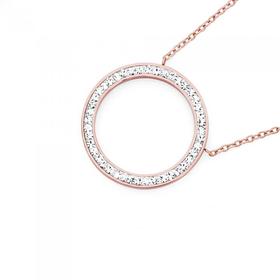Steel+Rose+Plate+Crystal+Circle+Necklace