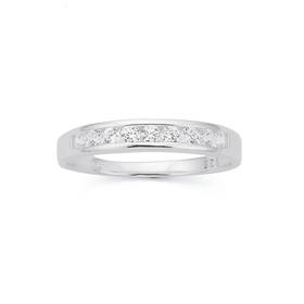 Silver-Cubic-Zirconia-Channel-Set-Band-Ring-Size-R on sale