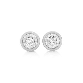 9ct-White-Gold-Diamond-Bezel-Set-Stud-Earrings on sale