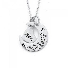 Silver-Mom-Love-You-To-The-Moon-Pendant on sale