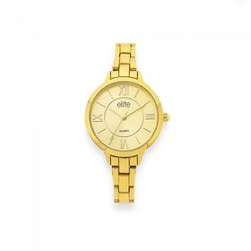 Elite+Ladies+Gold+Tone+Watch