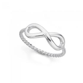 Silver-Infinity-On-Twist-Band-Ring on sale