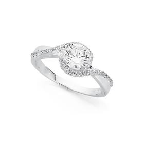 Silver-Round-Cubic-Zirconia-Cubic-Zirconia-Wave-Twist-Ring-Size-O on sale