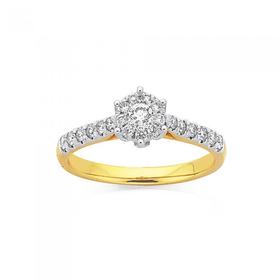 9ct-Diamond-Cluster-Engagement-Ring on sale