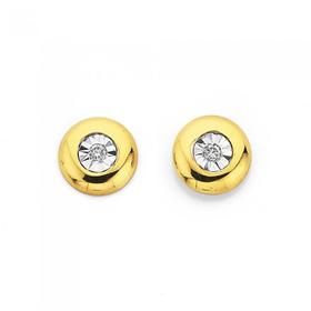 9ct-Gold-Diamond-Bezel-Stud-Earrings on sale