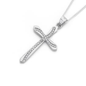 Silver-Pave-Cubic-Zirconia-Twist-Cross on sale