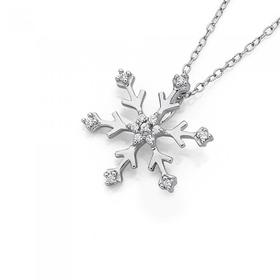 Silver-Cubic-Zirconia-Snowflake-Pendant on sale