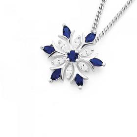 Silver-Dark-Blue-Cubic-Zirconia-Snowflake-Pendant on sale